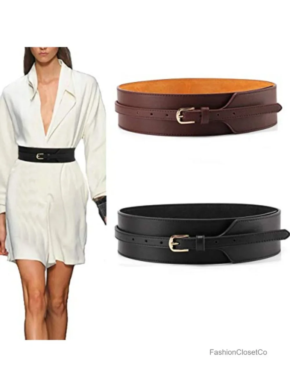 Wide Knotted Belt Design PU Leather Waistbands Simple Width Belt for Women